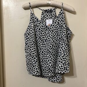 NWT  Leopard 2 Piece Outfit Dress Spaghetti Strap V Neck Top and skirt set M